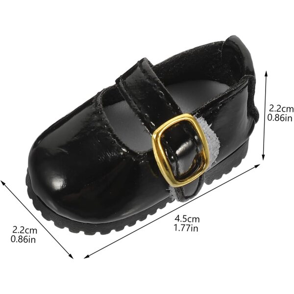 Scarpe in Pelle per Bambole 15 cm - Mini Scarpe Decorative Nere 4,5x2,2 cm