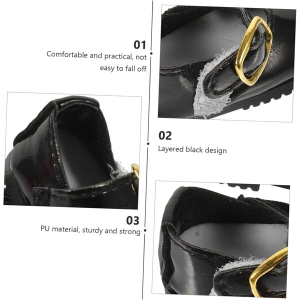Scarpe in Pelle per Bambole 15 cm - Mini Scarpe Decorative Nere 4,5x2,2 cm