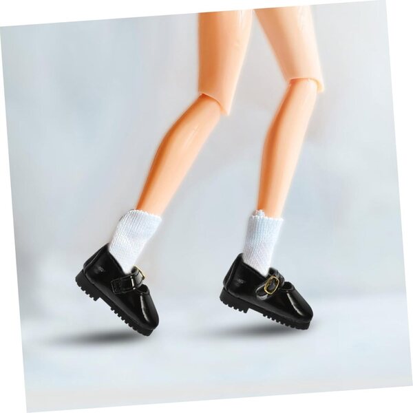 Scarpe in Pelle per Bambole 15 cm - Mini Scarpe Decorative Nere 4,5x2,2 cm