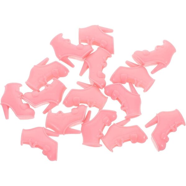 Set 10 Paia Scarpe Miniature con Tacco per Puppe da 40 cm, Eleganti e Rosa