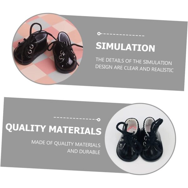 Beaupretty Scarpe Miniature per Bambole in Tessuto Nero - Accessori Decorativi
