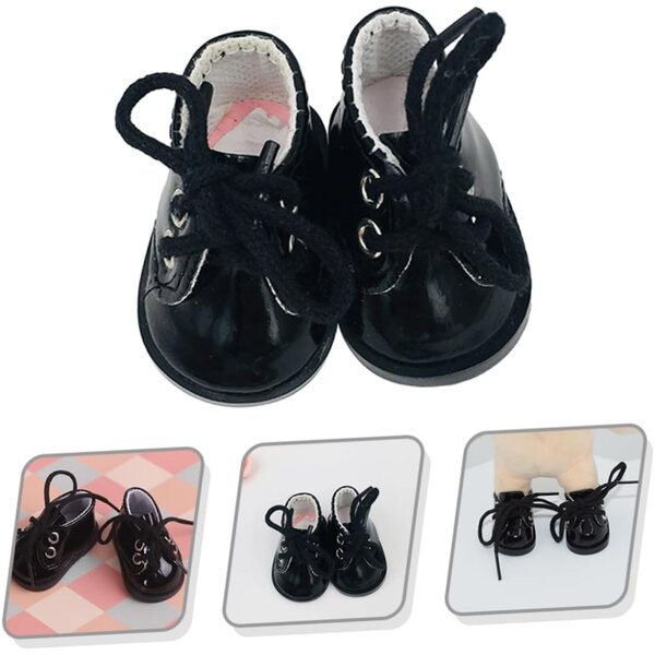 Beaupretty Scarpe Miniature per Bambole in Tessuto Nero - Accessori Decorativi