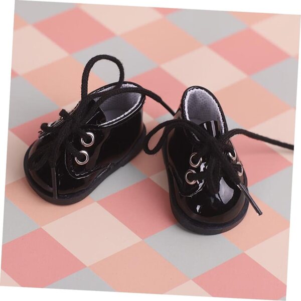 WOONEKY Mini Scarpe Nere in Tessuto per Bambole - Accessori Decorativi Fatti a Mano