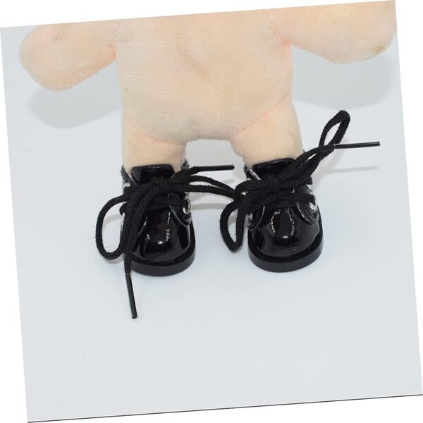 WOONEKY Mini Scarpe Nere in Tessuto per Bambole - Accessori Decorativi Fatti a Mano