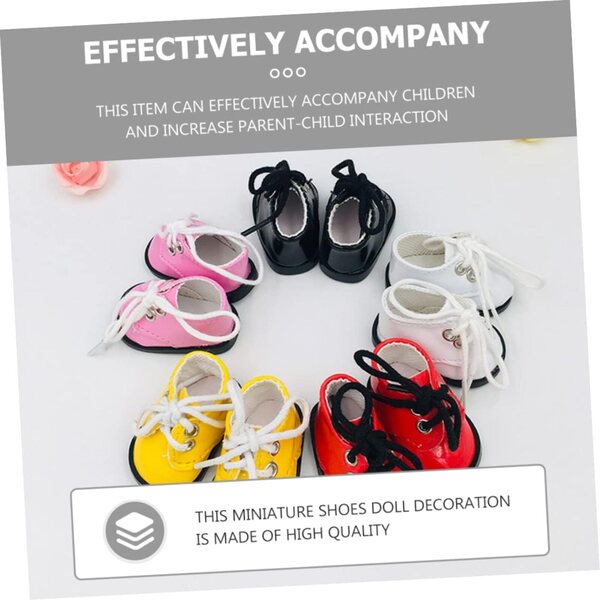 WOONEKY Mini Scarpe Nere in Tessuto per Bambole - Accessori Decorativi Fatti a Mano