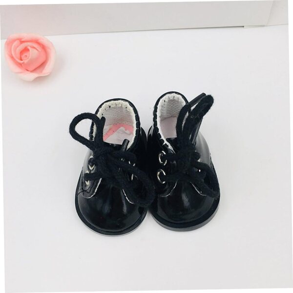 WOONEKY Mini Scarpe Nere in Tessuto per Bambole - Accessori Decorativi Fatti a Mano