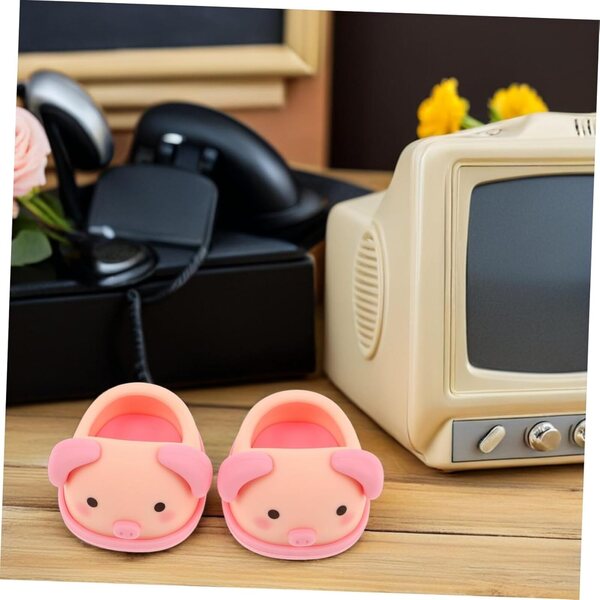 Mini Scarpe per Bambola a Forma di Maiale Rosa per Gioco di Ruolo e Decorazione