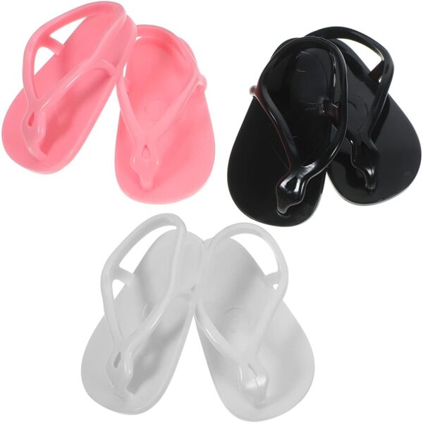 WOONEKY 3 Paia Mini Pantofoline Eleganti per Bambole, Resistenti e Colorate