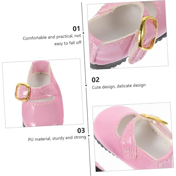 Rosa Lederschuhe 4,5x2,2 cm für 15 cm Mini-BJD-Puppen - Modeaccessoires für Mädchen