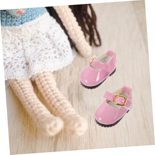 Rosa Lederschuhe 4,5x2,2 cm für 15 cm Mini-BJD-Puppen - Modeaccessoires für Mädchen