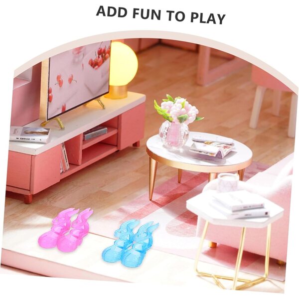 Set 6 paia di mini scarpe per bambole 60 cm – stivaletti e scarpe in plastica colorate