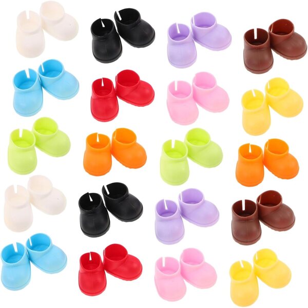 Beaupretty 20 Paar Mini-Kunststoffstiefel für 10–15 cm große Puppen, Kostümzubehör