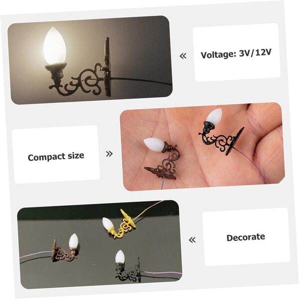 Lampada da Parete LED Miniatura 4 Pezzi per Casa delle Bambole e Modellismo