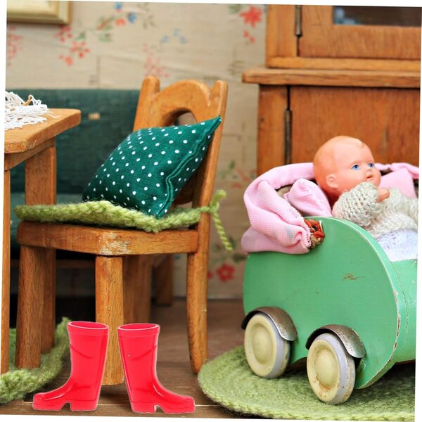 Vaguelly Mini Stivali da Pioggia per Casa delle Bambole, Accessori Decorativi Natalizi