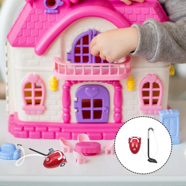 HEALSOPTHY roter Mini-Spielzeugstaubsauger für Dekorationen und Mikromöbel
