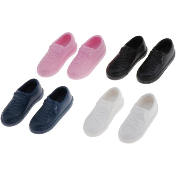 Set mit 4 Paar farbigen Kunststoffschuhen für 1/6 Puppen – Modeaccessoires