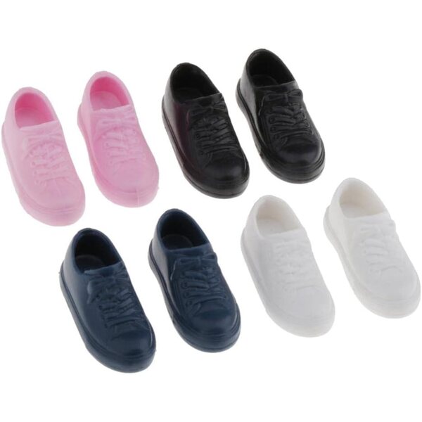 Set mit 4 Paar farbigen Kunststoffschuhen für 1/6 Puppen – Modeaccessoires
