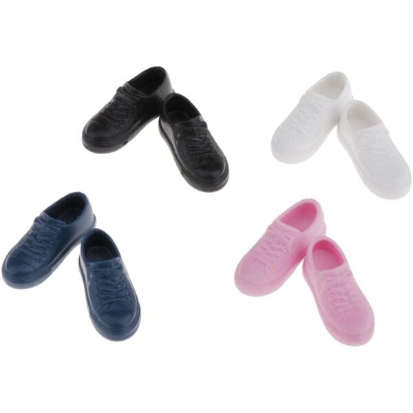 Set mit 4 Paar farbigen Kunststoffschuhen für 1/6 Puppen – Modeaccessoires