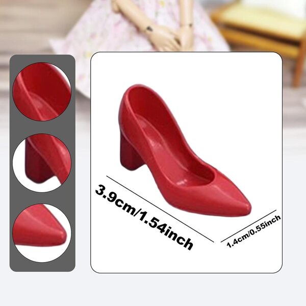1/6 Schuhe mit hohen Absätzen für 30,5-cm-Puppen – elegante rote PVC-Miniaturen