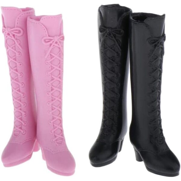 Set mit 2 Paar schwarzen Schuhen für handgefertigte 30,5-cm-Puppen im Maßstab 1:6, elegantes Ersatzzubehör
