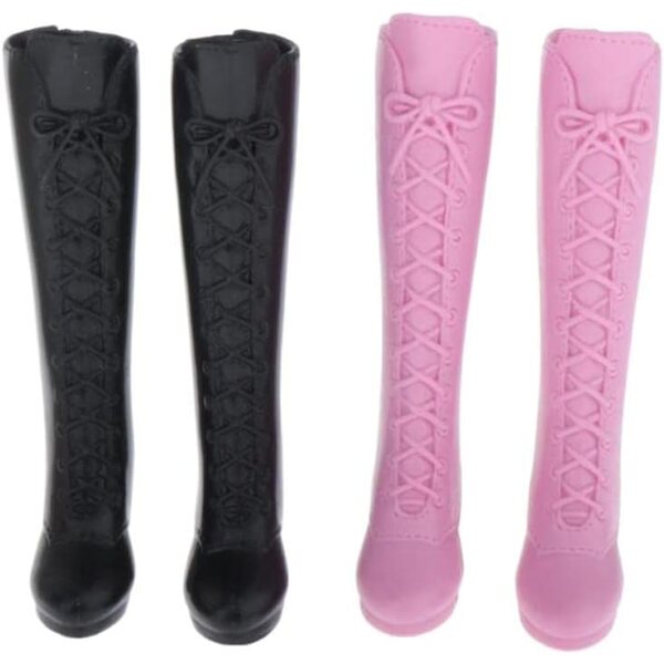 Set mit 2 Paar schwarzen Schuhen für handgefertigte 30,5-cm-Puppen im Maßstab 1:6, elegantes Ersatzzubehör
