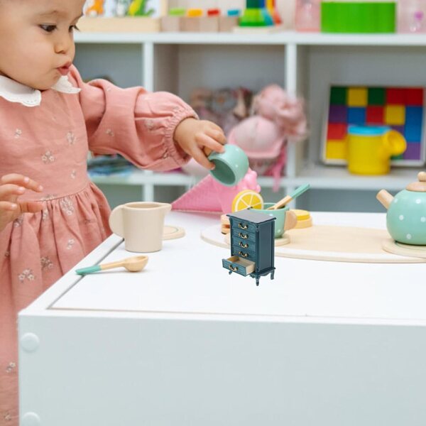 Mini Mobiletto Vetrina Blu per Casa delle Bambole in Plastica Realistico e Robusto