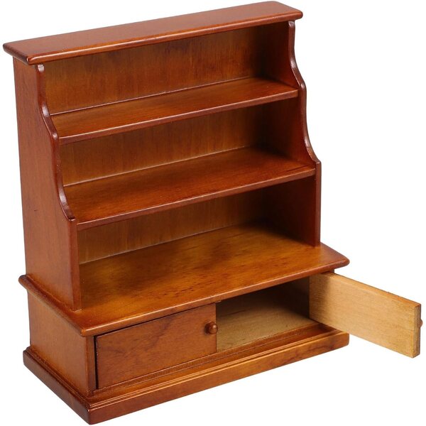 Mini Libreria in Legno per Casa delle Bambole, Mobiletto Decorativo Compatto e Realistico