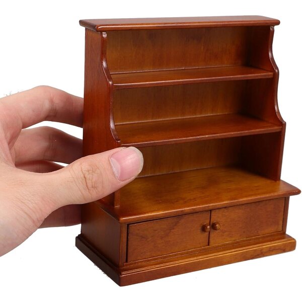 Mini Libreria in Legno per Casa delle Bambole, Mobiletto Decorativo Compatto e Realistico