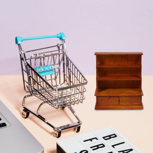 Mini Libreria in Legno per Casa delle Bambole, Mobiletto Decorativo Compatto e Realistico