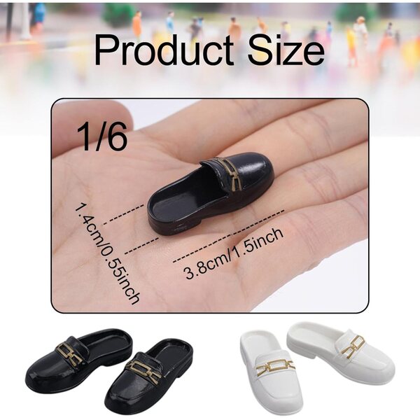 Colcolo Scarpe Mule 1/6 per Figure Femminili – Mocassini PVC 3,8x1,4 cm per Collezioni