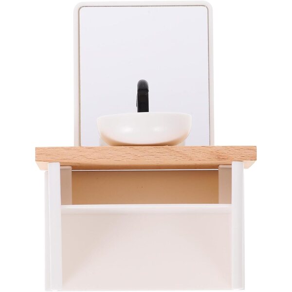 Mini Mobile Lavabo in Legno e Plastica per Casa delle Bambole, Decorazione Realistica e Compatta