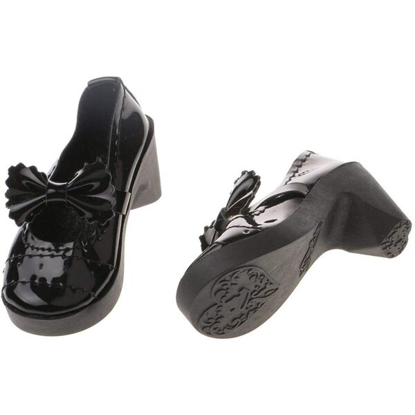 Lolita-Schuhe mit Schleife und klobigem Absatz für 1/3 BJD-Puppen – Schwarz