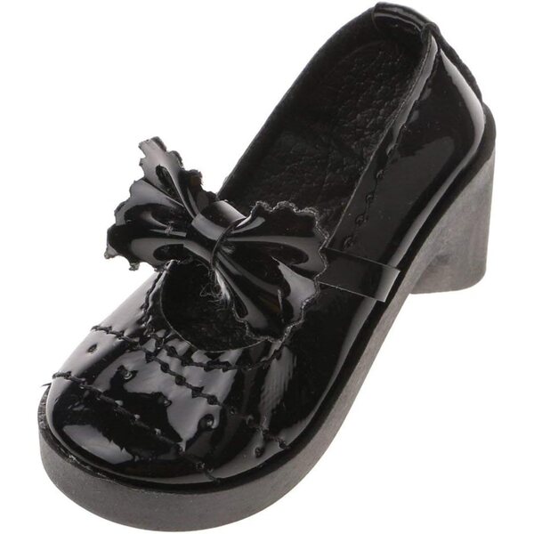Lolita-Schuhe mit Schleife und klobigem Absatz für 1/3 BJD-Puppen – Schwarz