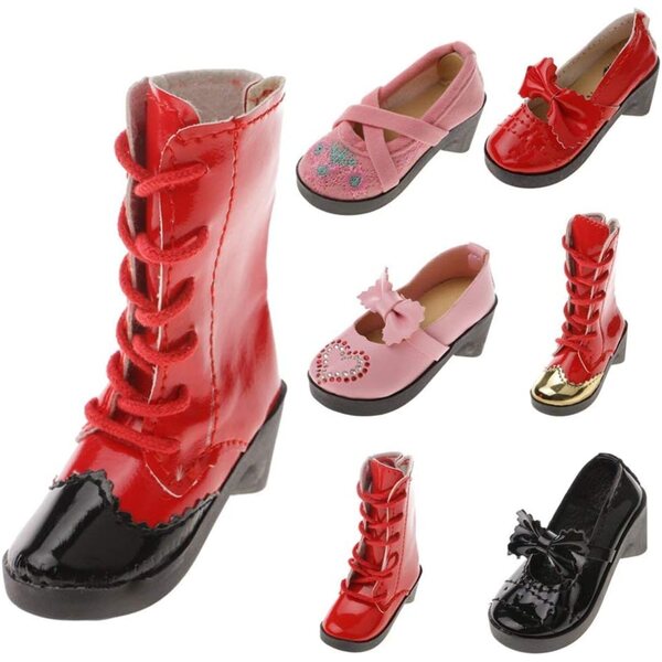 Lolita-Schuhe mit Schleife und klobigem Absatz für 1/3 BJD-Puppen – Schwarz
