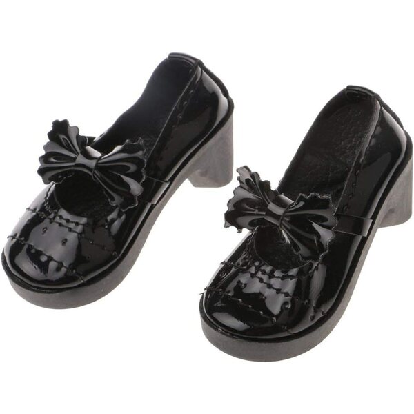 Lolita-Schuhe mit Schleife und klobigem Absatz für 1/3 BJD-Puppen – Schwarz