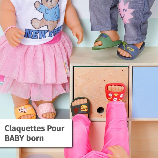 BABY born Chaussons colorati per bambole 43 cm, calzature estive sicure e comode