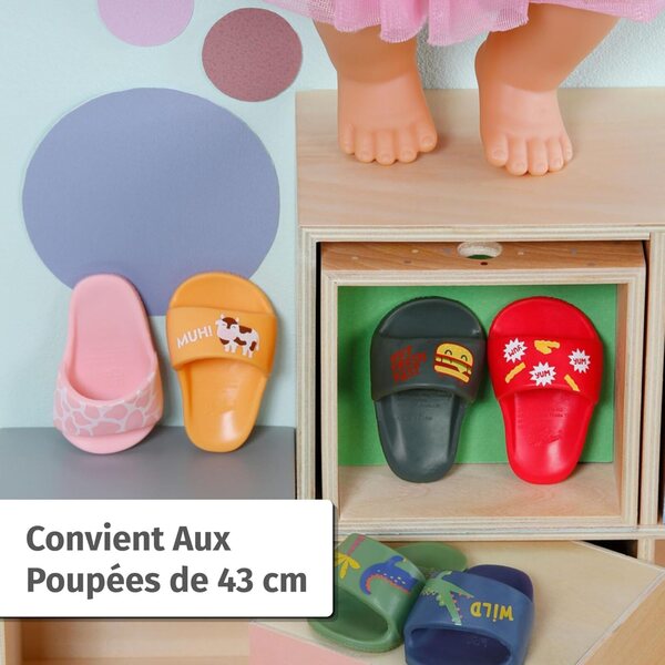 BABY born Chaussons colorati per bambole 43 cm, calzature estive sicure e comode