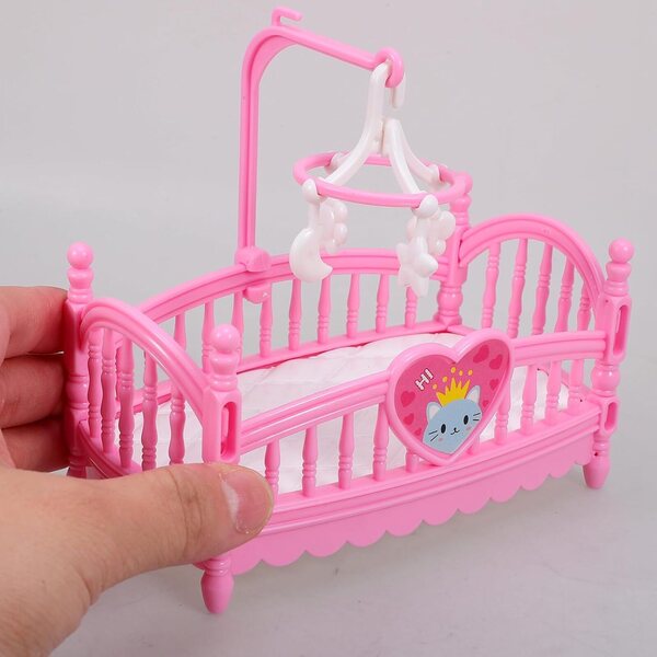 VICASKY 2 Mini Culle in Plastica Multicolore per Casa delle Bambole 12,5x11x7,3 cm