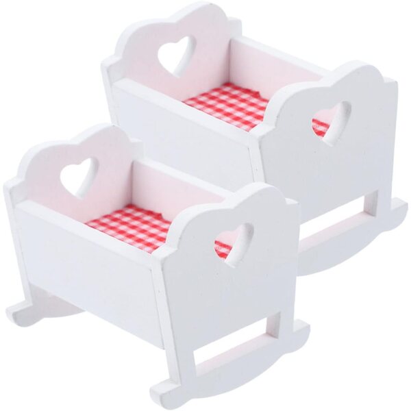 Lot de 2 mini berceaux en bois blanc pour maisons de poupées, compacts et résistants