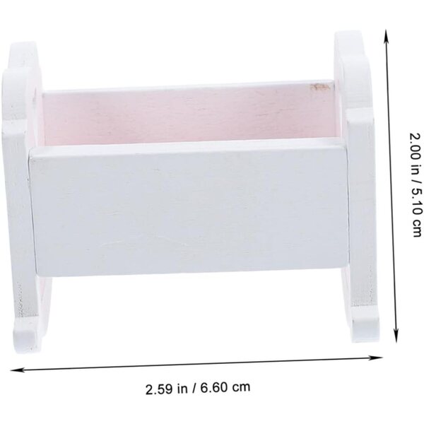 Set 2 Mini Culle in Legno Bianco per Casa delle Bambole, Compatte e Resistenti