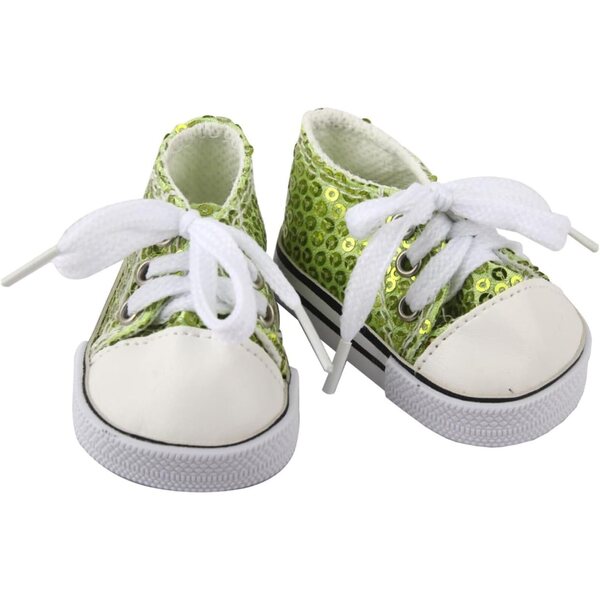 Set mit 6 Paar Paillettenschuhen für 18-Zoll-Puppen aus mehrfarbigem, glitzerndem Stoff