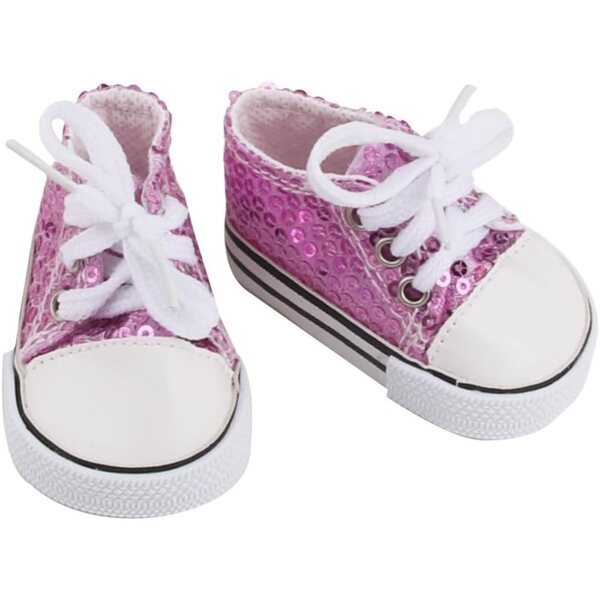 Set mit 6 Paar Paillettenschuhen für 18-Zoll-Puppen aus mehrfarbigem, glitzerndem Stoff