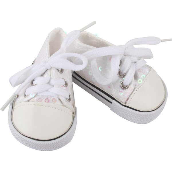 Set mit 6 Paar Paillettenschuhen für 18-Zoll-Puppen aus mehrfarbigem, glitzerndem Stoff