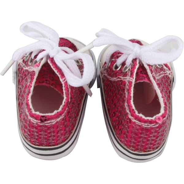 Set mit 6 Paar Paillettenschuhen für 18-Zoll-Puppen aus mehrfarbigem, glitzerndem Stoff
