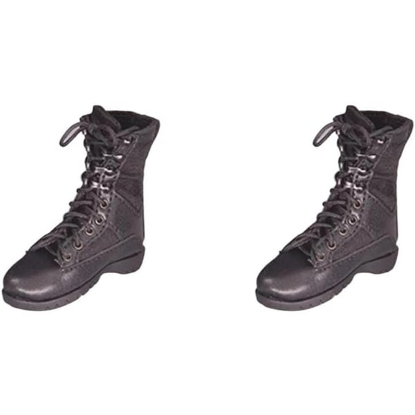Set mit 2 Paar 1/6-Schuhen für 12-Zoll-Puppen – schwarzer Kampfstiefel-Stil
