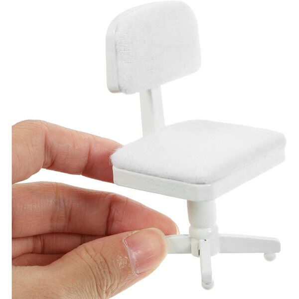 BESPORTBLE Set Miniature Scrivania e Sedia in Legno Bianco per Casa delle Bambole