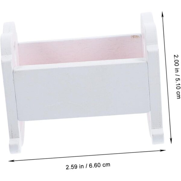 Mini Culla in Legno per Casa delle Bambole Set 2 Pezzi Decorazione e Gioco Educativo