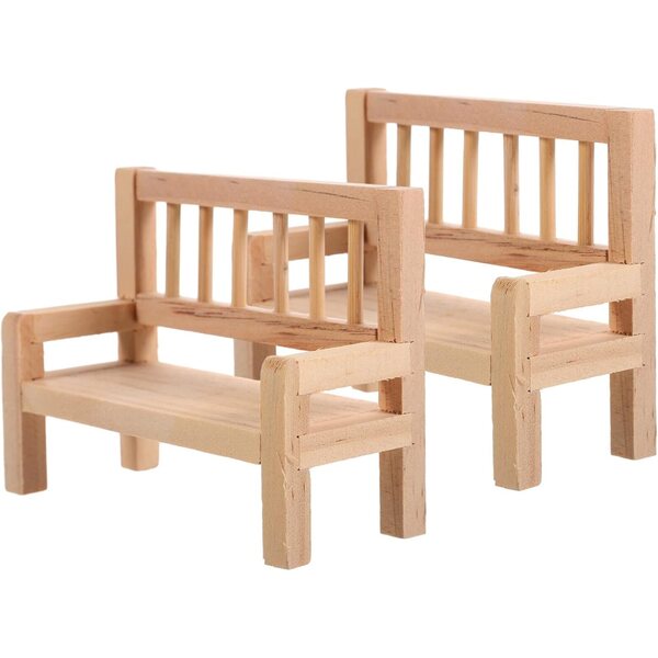 YARNOW Set 2 Mini Panca in Legno per Casa delle Bambole, Arredamento Realistico