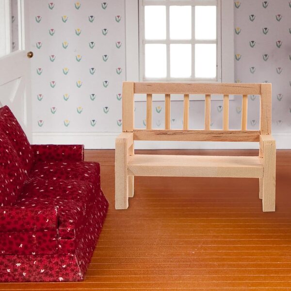 YARNOW Set 2 Mini Panca in Legno per Casa delle Bambole, Arredamento Realistico