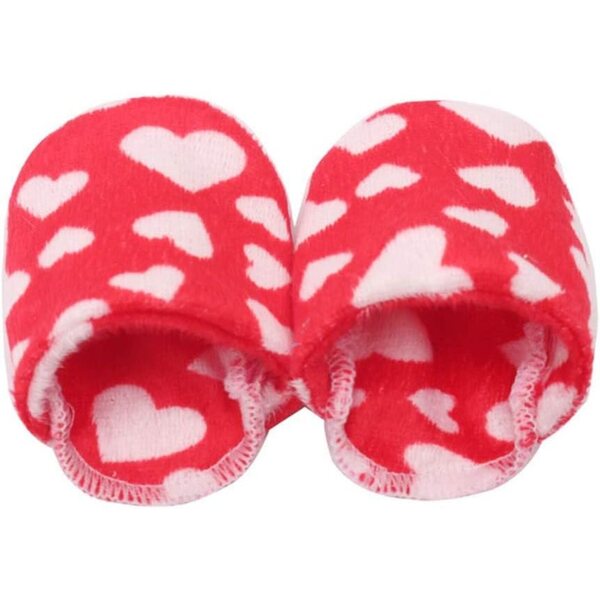 Pantofoline in peluche con motivo a cuore per bambole da 46 cm, accessorio vestiti